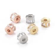 Brass Micro Pave Clear Cubic Zirconia Beads, with Enamel and Jump Ring, Long-Lasting Plated, Rondelle, Mixed Color, 6x4mm, Hole: 1.9mm(ZIRC-L101-07)