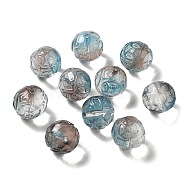 Transparent Glass Beads, Gradient Color, Round, Aqua, 12.5x12mm, Hole: 1.4mm(GLAA-D025-03D)