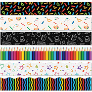 60pcs Coated Paper Border Decorative Stickers, Self Adhesive Planner Stickers for Journal, Scrapbooking, Pencil, 350x75mm, 10 pcs/pattern(STIC-WH0020-004)