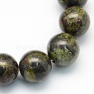 Round Natural Dragon Blood Jasper Beads Strands, 12.5mm, Hole: 1.5mm, about 30pcs/strand, 15.1 inch(G-S173-12mm)