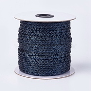 Resin and Polyester Braided Cord, Metallic Cord, Dark Blue, 5x4mm, about 50yards/roll(OCOR-F008-E05)