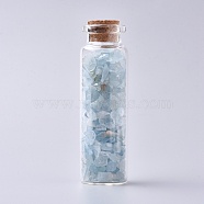 Glass Wishing Bottle, For Pendant Decoration, with Aquamarine Chip Beads Inside and Cork Stopper, 22x71mm(DJEW-L013-A19)
