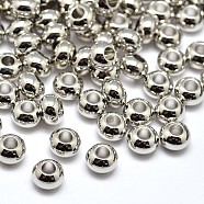Brass Flat Round Spacer Beads, Platinum, 6x4mm, Hole: 2mm(KK-M085-18P-NR)