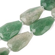 Natural Green Strawberry Quartz Beads Strands, Faceted Teardrop, 36~40x24~26x9.5~10.5mm, Hole: 2mm, about 9pcs/strand, 14.96''(38cm)(G-P548-B11-01)