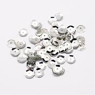 Plastic Paillette Beads, Semi-cupped Sequins Beads, Center Hole, Silver, 5x0.5mm, Hole: 1mm(PVC-A001-5mm-08)