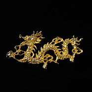Dragon Alloy Cabochons, DIY Hair Stick Accessories, Golden, 30x60mm(PW-WG13638-02)