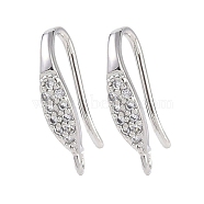 Brass Micro Pave Cubic Zirconia Earring Hooks, Fishhook, Platinum, 16x8.5x3mm, Hole: 1mm(KK-U008-07P)