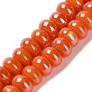 Porcelain Rondelle Beads, Orange Red, 8.5x5.5mm, Hole: 1.8mm, about 55-60pcs/strand, 33~34cm(PORC-Q001-01B)