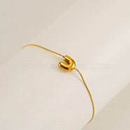 304 Stainless Steel Serpentine Chain Bracelets, Chunk Letter Link Bracelets for Women, Real 18K Gold Plated, Letter U, 6.50 inch(16.5cm), letter: 7~8.5x6~10.5mm(BJEW-H608-01G-U)