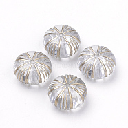 Plating Transparent Acrylic Beads, Golden Metal Enlaced, Rondelle/Pumpkin, Clear, 12x7mm, Hole: 1mm(X-PACR-Q115-47)