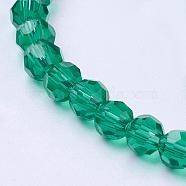 Glass Beads Strands, Faceted(32 Facets), Round, Teal, 4mm, Hole: 1mm, about 87~93pcs/strand, 32~33cm(EGLA-J042-4mm-13)
