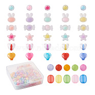 400Pcs 8 Style Acrylic Beads, Rabbit & Round & Candy & Star & Oval & Heart, Mixed Color, 50pcs/style(TACR-PJ0001-02)