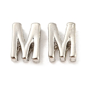 Platinum Plated Alloy Beads, Initial Letter, Letter.M, 10x3mm, Hole: 1.8mm(PALLOY-CJC0001-64P-M)