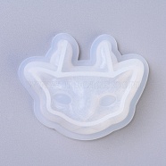 Silicone Molds, Resin Casting Molds, For UV Resin, Epoxy Resin Jewelry Making, Cat, White, 55x69x18mm(X-DIY-G010-08)