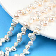 Natural Cultured Freshwater Pearl Beads Strands, Baroque Pearls, Keshi Pearl, Two Sides Polished, Seashell Color, 5~6x5.5~8.5x3.5~5.5mm, Hole: 0.7mm, about 62~64pcs/strand, 12.99 inch(33cm)(PEAR-N014-05G)