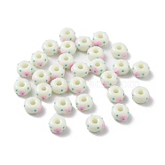 Glass Hand Drawn Beads, Rondelle, Star, Pearl Pink, 10x6mm, Hole: 3mm(SEED-M011-04A-01)