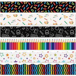 60pcs Coated Paper Border Decorative Stickers, Self Adhesive Planner Stickers for Journal, Scrapbooking, Pencil, 350x75mm, 10 pcs/pattern(STIC-WH0020-004)
