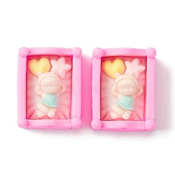 Opaque Resin Cabochons, Bed with Baby, Hot Pink, 25x20.5x12mm(RESI-Z001-13D)