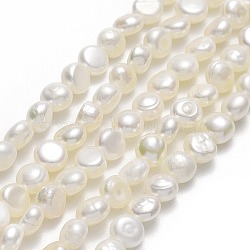Natural Cultured Freshwater Pearl Beads Strands, Two Sides Polished, Linen, 4.5~5x3mm, Hole: 0.7mm, about 80pcs/strand, 14.17~14.29''(36~36.3cm)(PEAR-A005-07B-01)