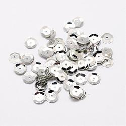 Plastic Paillette Beads, Semi-cupped Sequins Beads, Center Hole, Silver, 5x0.5mm, Hole: 1mm(PVC-A001-5mm-08)
