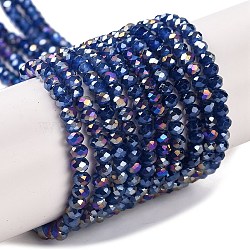 Baking Electroplate Glass Beads Strands, AB Color, Faceted, Rondelle, Royal Blue, 3x2mm, Hole: 0.7mm, about 135~140pcs/strand, 32~34cm(DGLA-A039-J2MM-B04)