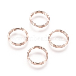 304 Stainless Steel Split Rings, Double Loops Jump Rings, Rose Gold, 12x2mm, Inner Diameter: 10mm, Single Wire: 1mm(STAS-P223-22RG-07)