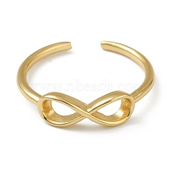 Brass Cuff Rings, Open Rings, Long-Lasting Plated, Infinity, Golden, US Size 7 1/4(17.5mm)(RJEW-L100-004G)