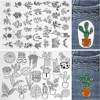 Bohemian Style Water Soluble Fabric, Wash Away Embroidery Stabilizer, Cactus, 297x210mm, 2 sheets/set