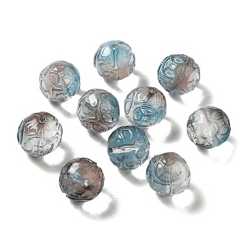 Transparent Glass Beads, Gradient Color, Round, Aqua, 12.5x12mm, Hole: 1.4mm