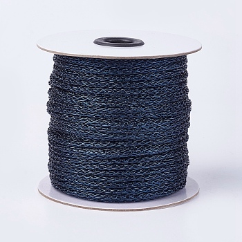 Resin and Polyester Braided Cord, Metallic Cord, Dark Blue, 5x4mm, about 50yards/roll