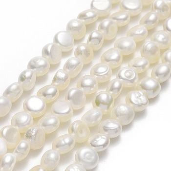 Natural Cultured Freshwater Pearl Beads Strands, Two Sides Polished, Linen, 4.5~5x3mm, Hole: 0.7mm, about 80pcs/strand, 14.17~14.29''(36~36.3cm)