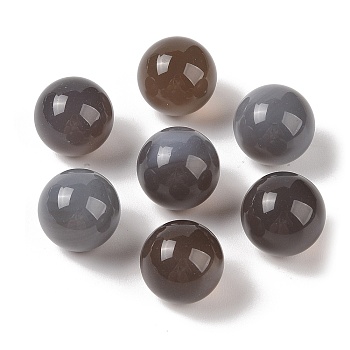 Natural Grey Agate No Hole Sphere Beads, Round, 16mm