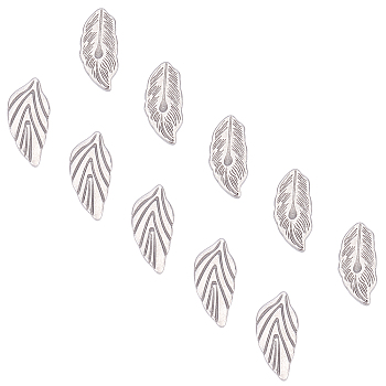 Unicraftale 304 Stainless Steel Cabochons, Leaf, Stainless Steel Color, 16.5x8x1.5mm, 20pcs/box