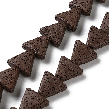 Triangle Dyed Natural Lava Rock Beads Strands, Coconut Brown, 13x14x5mm, Hole: 1.2mm, about 31pcs/strand, 15.35''(39cm)