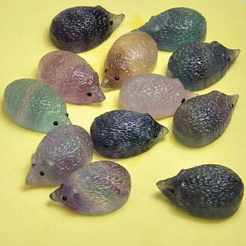 Natural Fluorite Sculpture Display Decorations, Lovely Hedgehog Ornament, for Home Office Desk, 33~35x21x10~14mm