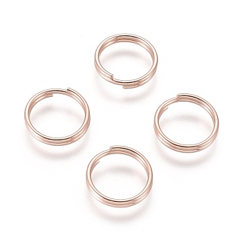 304 Stainless Steel Split Rings, Double Loops Jump Rings, Rose Gold, 12x2mm, Inner Diameter: 10mm, Single Wire: 1mm