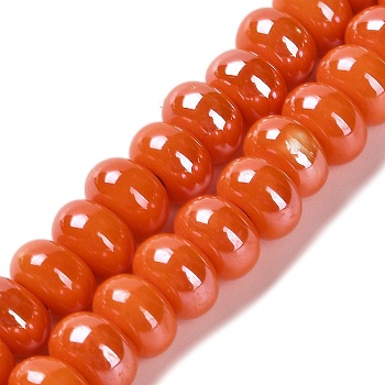 Porcelain Rondelle Beads, Orange Red, 8.5x5.5mm, Hole: 1.8mm, about 55-60pcs/strand, 33~34cm