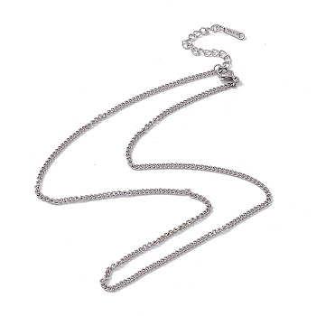 201 Stainless Steel Curb Chain Necklace for Men Women, Stainless Steel Color, 17.72 inch(45cm)