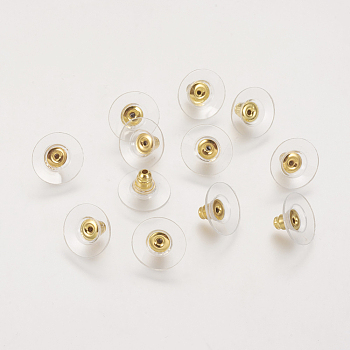 Brass Bullet Clutch Bullet Clutch Earring Backs with Pad, for Stablizing Heavy Post Earrings, with Plastic Pads, Ear Nuts, Golden, 11x11x7mm, Hole: 1mm
