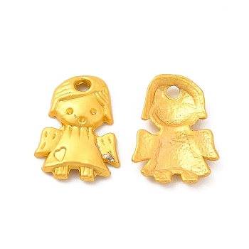 Rack Plating Alloy Angel Charmss, Lead Free & Cadmium Free & Nickel Free, Matte Gold Color, 13.5x10x2mm, Hole: 1.4mm