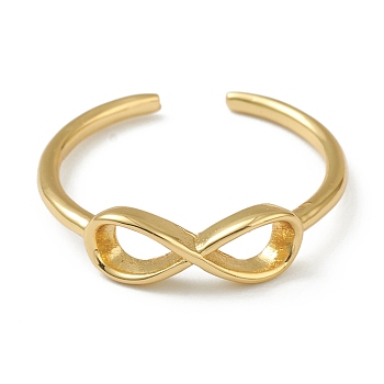 Brass Cuff Rings, Open Rings, Long-Lasting Plated, Infinity, Golden, US Size 7 1/4(17.5mm)
