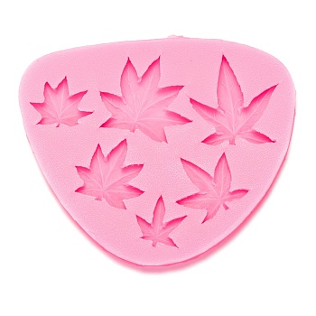 Maple Leaf Fondant Molds, Food Grade Silicone Molds, For DIY Cake Decoration, Chocolate, Candy, UV Resin & Epoxy Resin Craft Making, Hot Pink, 100x120x10mm, Inner Diameter: 22~36x21~42mm