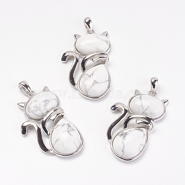 Platinum Cat Howlite Pendants