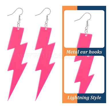 6 Pairs 6 Colors Acrylic Lightning Dangle Earrings(EJEW-AN0001-58)-3