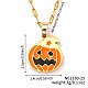 Halloween Witch Hat Pumpkin Stainless Steel Enamel Pendant Dapped Chain Necklaces(DD5893)-3