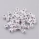 6MM White Letter Acrylic Cube Beads(X-PL37C9308-H)-1