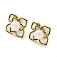 Brass Flower Stud Earrings with Natural Pearl(EJEW-Z020-04G)-1