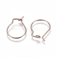 304 Stainless Steel Earring Findings, Kidney Ear Wire, Rose Gold, 21 Gauge, 19x13x0.7mm, Pin: 0.7mm(STAS-E484-65RG)