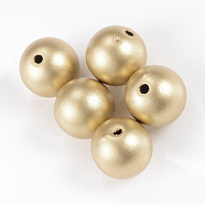 Matte Style Spray Painted Acrylic Beads, Round, Gold, 14mm, Hole: 2mm(X-ACRP-S669-14mm-02)