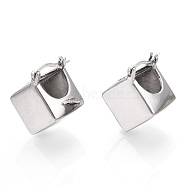 Brass Rhombus Thick Hoop Earrings for Women, Platinum, 23x17x13.5mm, Pin: 0.5~1x0.5mm(EJEW-F303-05P)